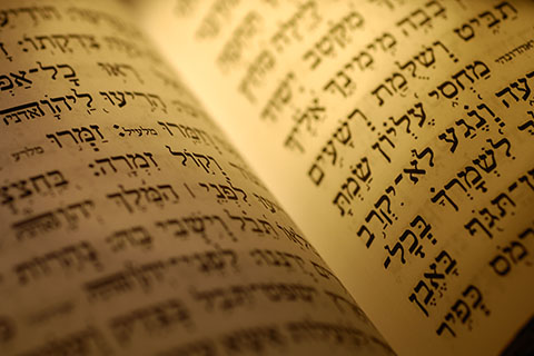 This is a stock photo. A close up view of Hebrew text.