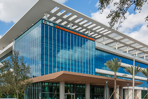 This is a photo of the Lennar Foundation Medical Center Building on the University of Miami Coral Gables campus.
